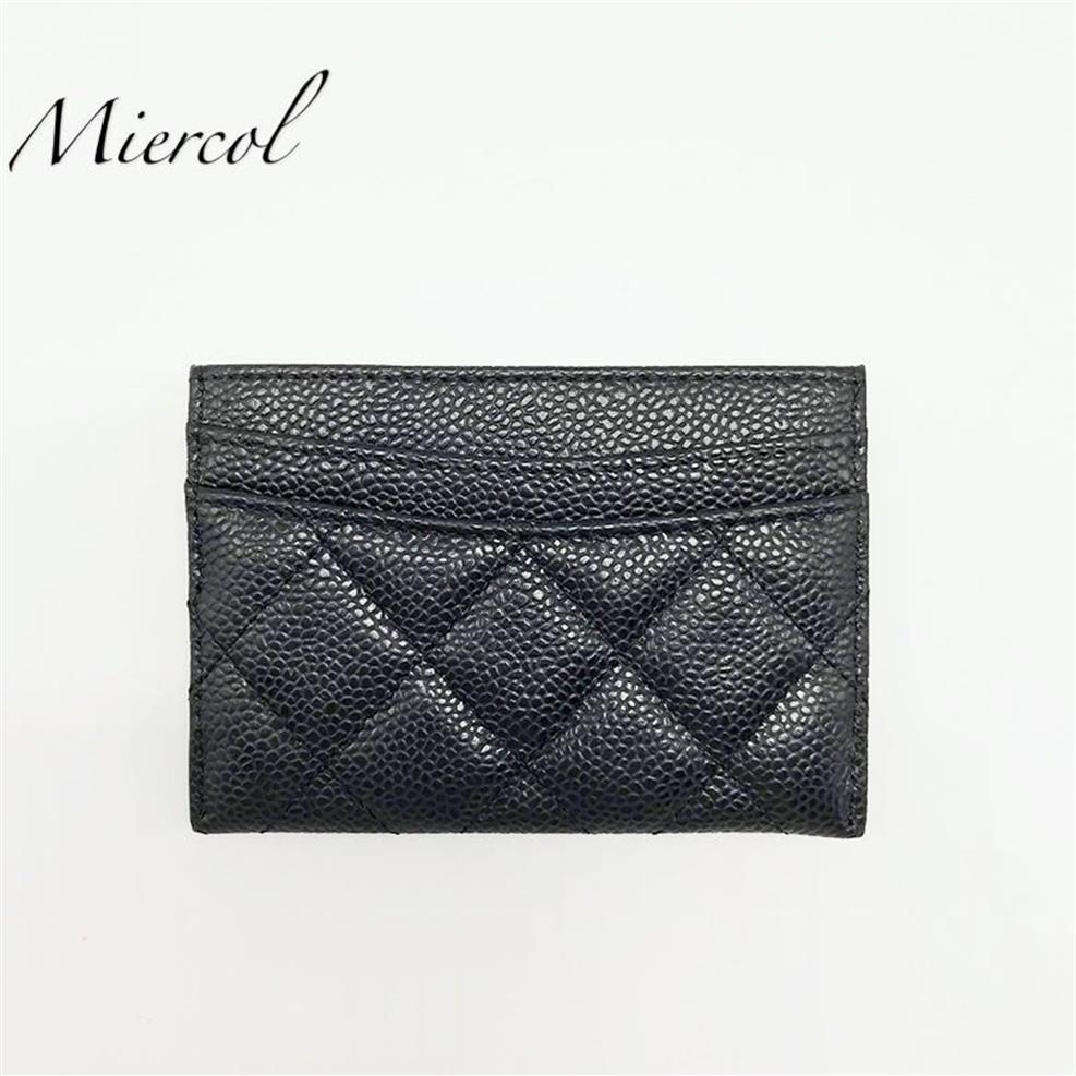 

Miercol clssic women Genuine leather credit card holder ID cc Luxury Brand Caviar Leather purse238k, Lambskin gold