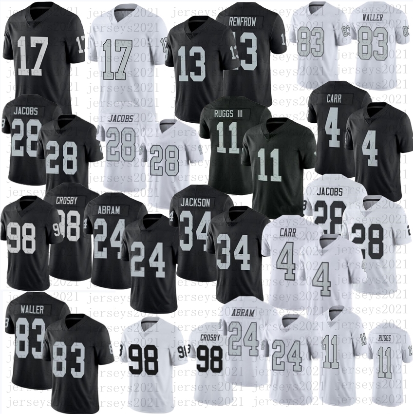 

Men 17 Davante Adams Football Jerseys 28 Josh Jacobs 98 Maxx Crosby Jackson Johnathan Abram 4 Derek Carr Ruggs III 83 Darren Waller Hunter Renfrow jersey stitched, As