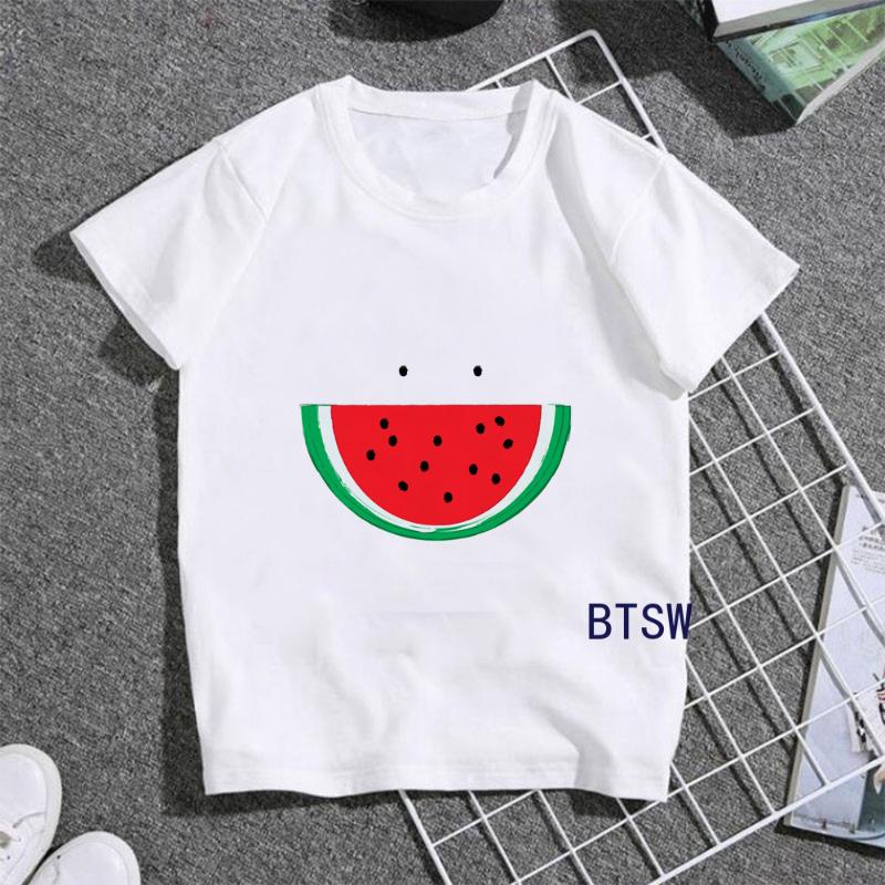 

T-shirts Watermelon Smile Fashion Girl T-Shirt Boy Short Sleeve Tops Tshirt Spring Summer Loose Casual Cartoon Print Kids AnimeT-shirts, Blank