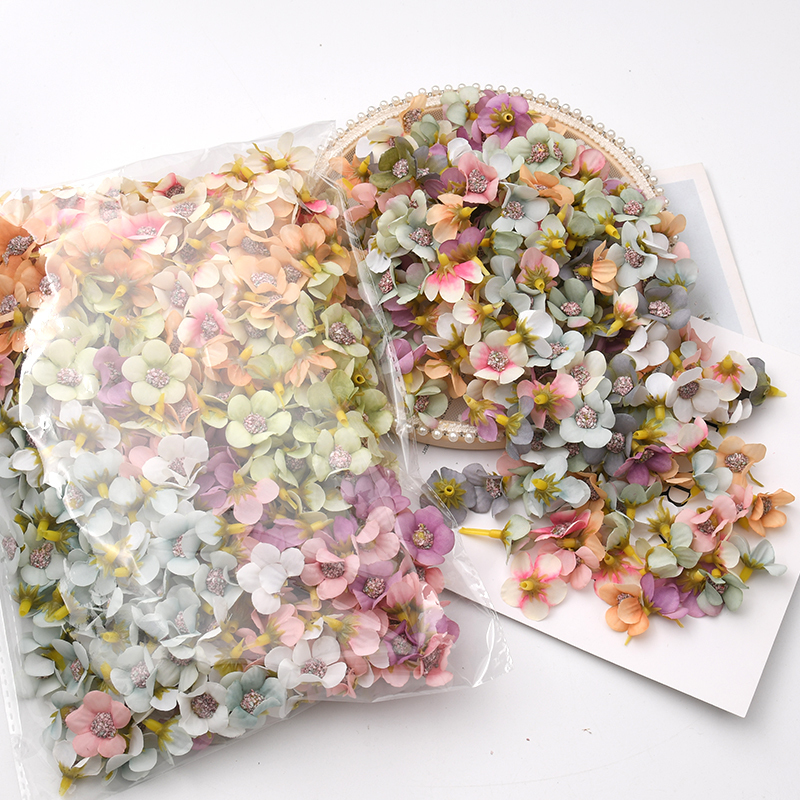 

500pcs 2cm Multicolor Daisy Flower Head Mini Silk Artificial Flower for Crown Scrap Wedding Home Decor DIY Garland Headdress 0614, Mix