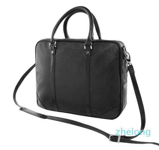 

designer Men Shoulder Briefcase Black Brown Leather Handbag Business Mens Laptop Bag Messenger Bag 3 Color, Black plaid