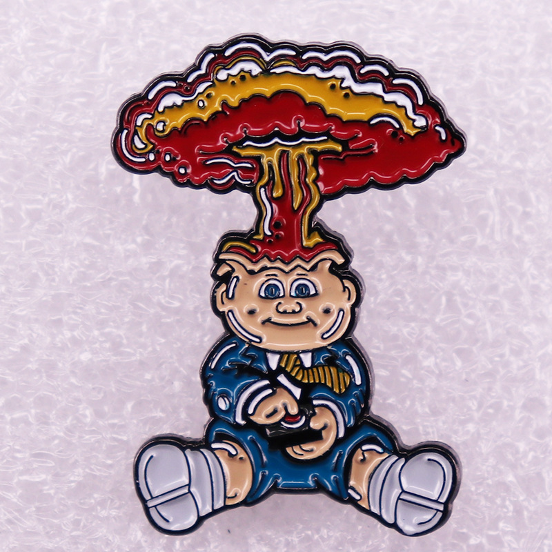 

Garbage pail kids badge anti-pop culture pin Adam Bomb brooch funny nostalgic childhood collection gift, As picture