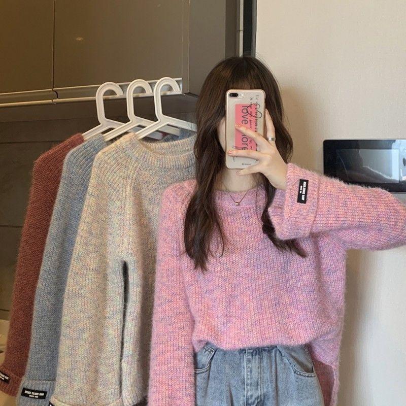 

Women' Sweaters Women Round Neck Knitted Pullovers Sweater High Quality Jumper Fall Winter Clothes White Blue Pink 4 Colors X137Women
