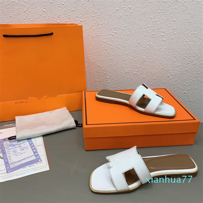 

2022 Fashion Sandals Genuine Leather H Women Slippers Summer luxury Flat Slides Ladies Beach Sandal Party Wedding Oran Slipper, #3
