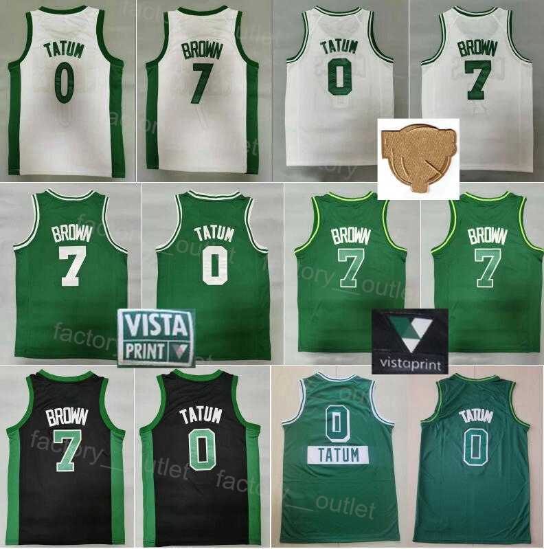 The Finals Patch Basketball Jayson Tatum Jersey 0 Jaylen Brown 7 Vistaprint Sponsor All Stitched Team Green Black White Color Embroidery For Sport F