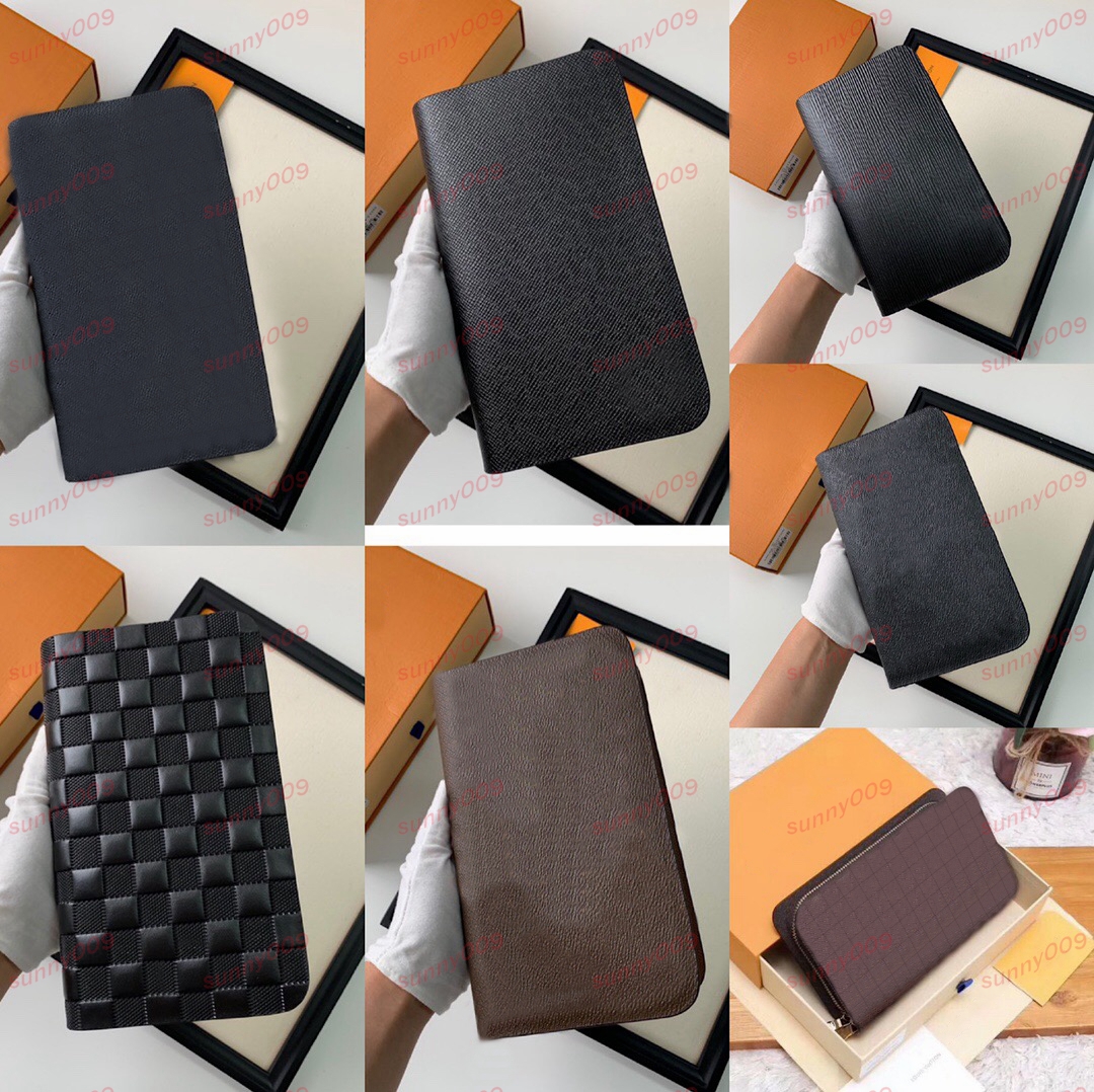 Mode femmes pochette portefeuille en cuir véritable Double fermeture éclair portefeuilles long sac à main classique porte-carte poche fourre-tout