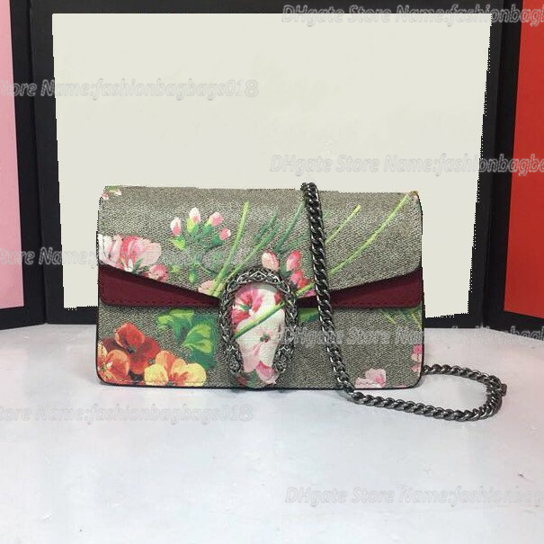 

PVC Mini Chain Shoulder Bag Flower Print Leather Tiger Head Closure Stripes Flap Sliding Chain Luxurys Designers Bags Style