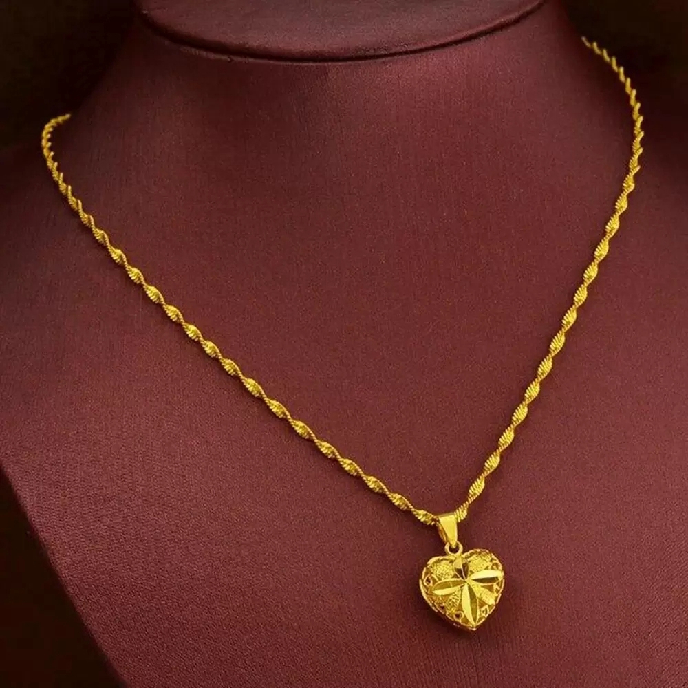 

Love Heart Pendant Chain for Girl Women 18k Yellow Gold Filled Romantic Charm Jewelry Gift Fashion Accessories Present