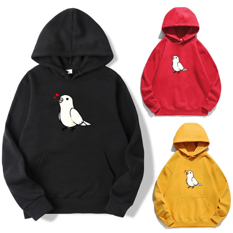 

Men' Hoodies & Sweatshirts Harajuku Fashion Dove Little Heart Printed Hoodie Sweatshirt Men/women Comfortable Adult/children Casual JumperM, Black