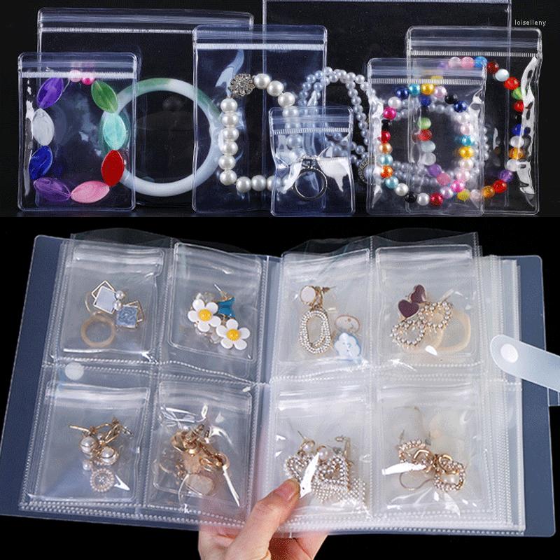

Jewelry Pouches Bags Grids Storage Bag Simple PVC Dustproof Organizer Ring Necklace Anti-oxidation Transparent BookJewelry