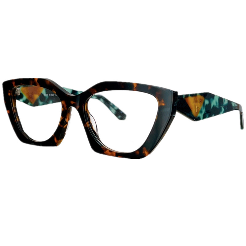 

New model irregular shape women glasses frame 52-19-140 imported leopard pure-plank fullrim patchwork turquoise legs for prescirption glasses fullset design case