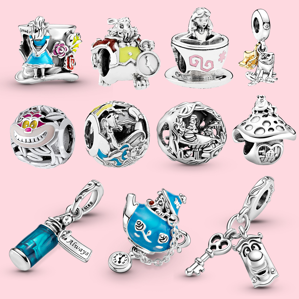 

Silver Charm Mad hat jewelry Alice party communication acquisition code Original Fit Pandora