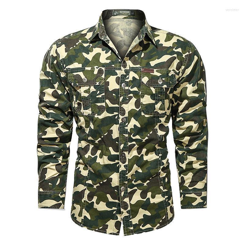 

Men's Dress Shirts Men Outdoor Camouflage Military Uniform Shirt Breathable Wear-Resistant Cotton Cargo Climbing Traning Hunting Army TopsMe, Khaki