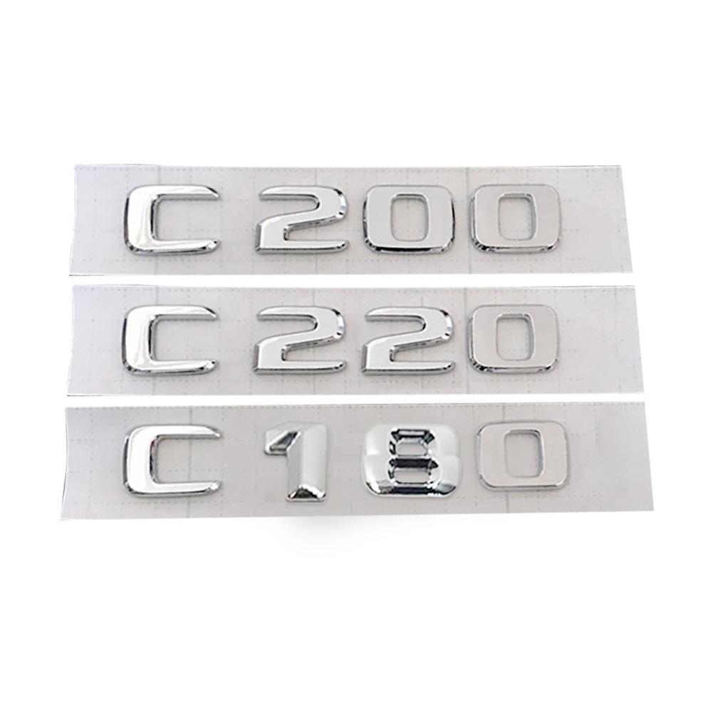 

For Mercedes C-Class C180 C200 C220 3D Car Trunk Emblem Badge Chrome Letters Car Model Refitting Badge Sticker Emblems