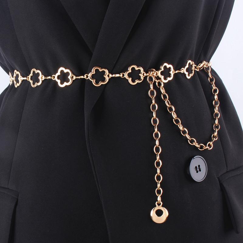 

Belts Metal Blets For Women Simple Vintage Silver Golden Hip Hop Designer Fashion Waist Chain Decoration Dress Ladies Female StrapBelts