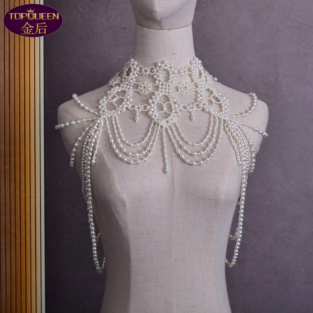 

Wedding Accessories Jewelry Celebrity Luxury Shoulder Chain Tassel Baroque Pure Handmade Woven Long Pealrs Tassel Shawl Luxury Neck Chain Bridal Necklace VG09A