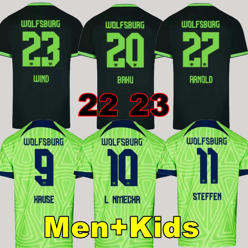

22 23 Wolfsburg soccer jersey 2022 2023 Home L.NMECHA GINCZEK STEFFEN shirts Away ROUSSILLON MEHMEDI MBABU WIND ARNOLD NMECHA KRUSE WEGHORST football shirt top, 22 23 third kids