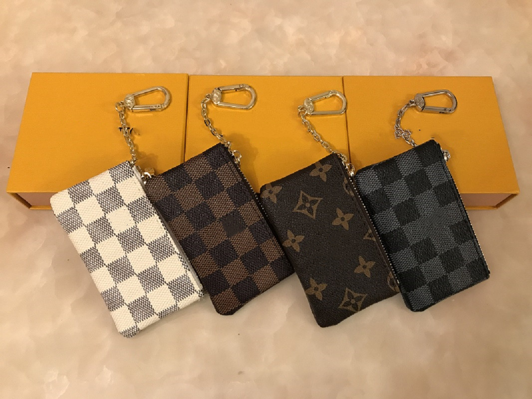 

GGs LVs louiseity viutonity LOUISS VUTTONS Wallet Key Pouch Pochette Cles Purse Bag Luxury Designers Keyring Zipped Credit Card Holder Mini Coin Wallets, Brown grid