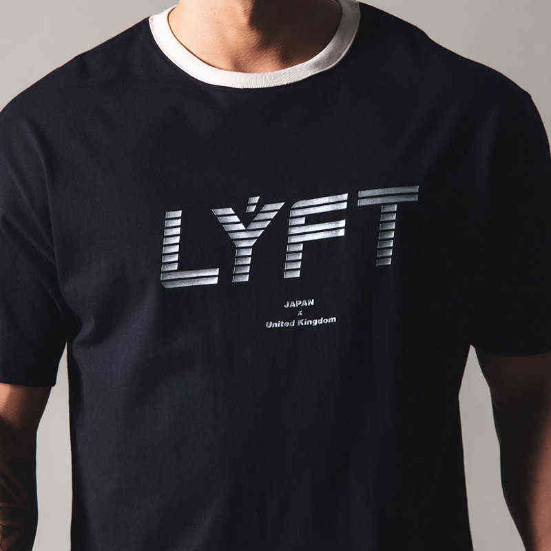 

Lyft Brand Short Sleeve Gym Shirt Men Sport Fit Fitness Muscle Sportswear Athletic T Shirts Workout Shirts Gym Men Running shirt J220727, Black