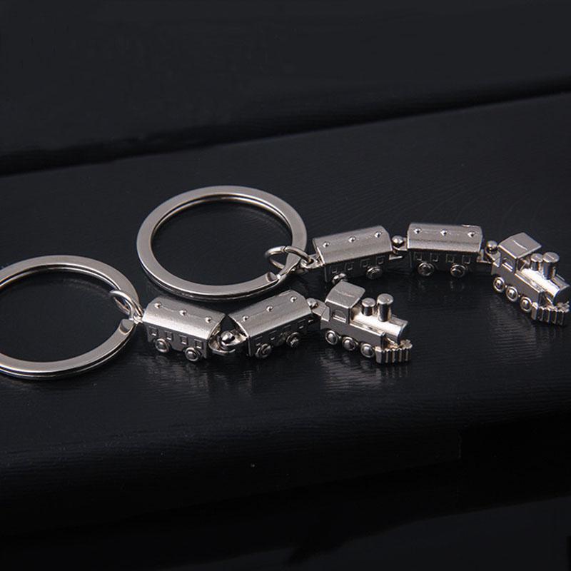 

Keychains Fashion Mini Train Model Alloy Metal Keyring Creative Key Fob Car Pendant Bag Charm For Men And Women