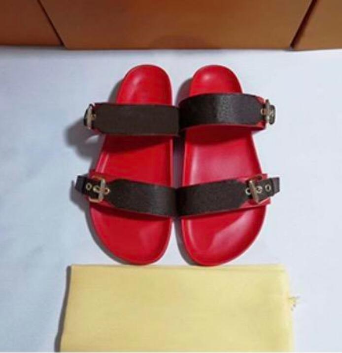

2022 Designer Women Slides Sandal Bom Dia Flat Mule Slipper Patent Canvas Men Beach Rubber Soles Summer Flip Flops with box sizze 35-46 0004, Color 10