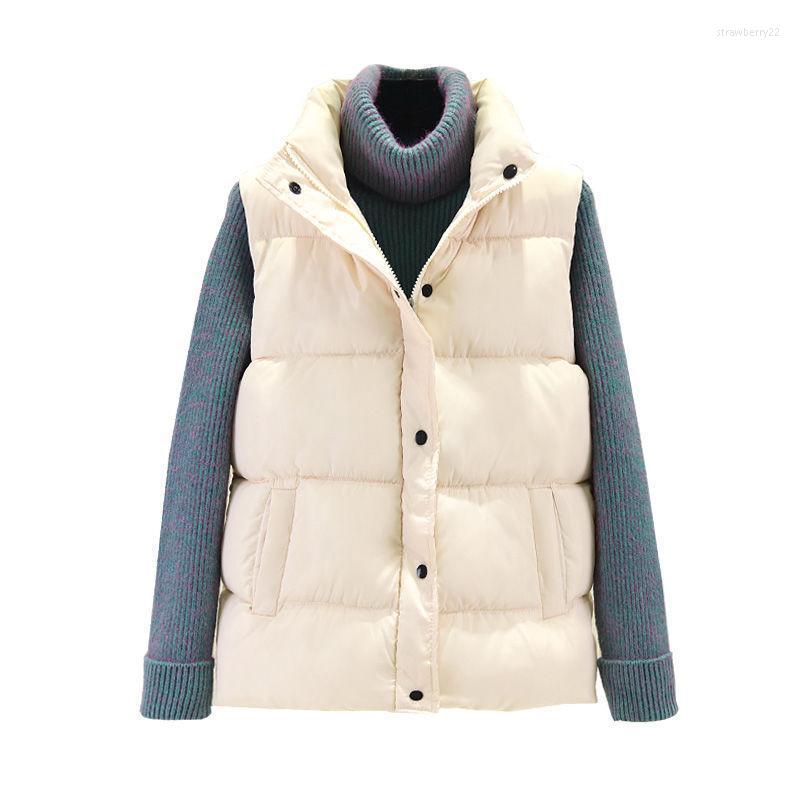 

Women's Vests Women Sleeveless Parkas Jacket Winter Warm Cotton Padded Puffer Tank Top Plus Size Clothing Korean Fashion Stra22, Black