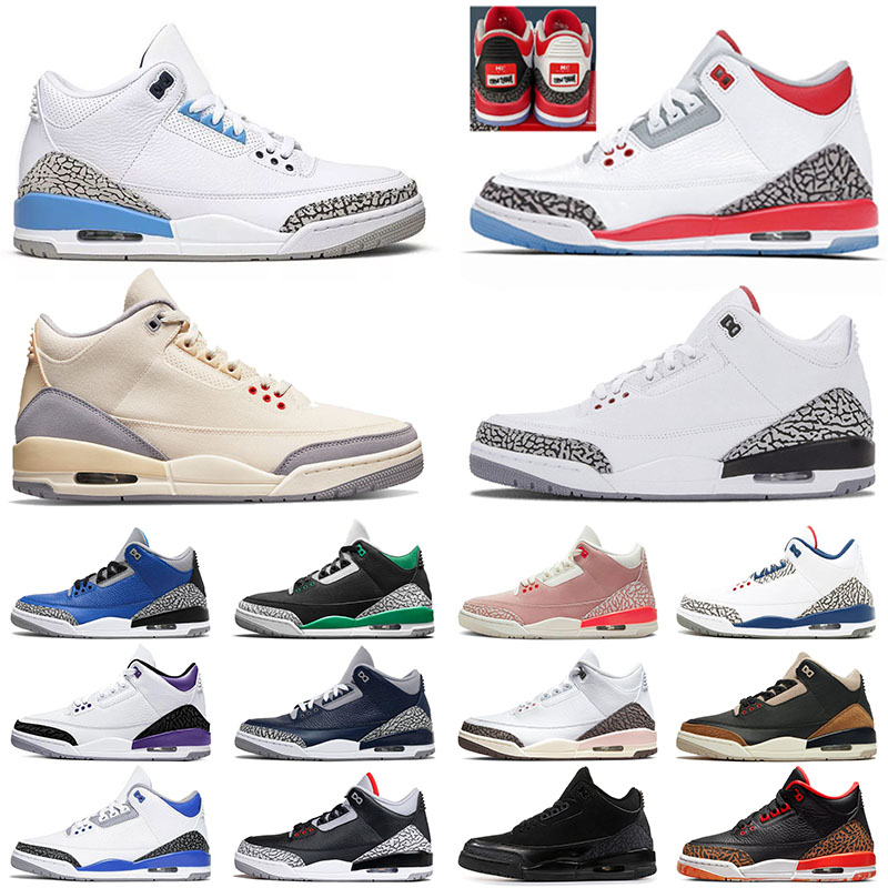

Designer Jumpman III Basketball Shoes Mens Sneakers Shady Muslin Patchwork Georgetown UNC Knicks Rivals White Cement Black Cat Men Women Trainers Size 36-47, 36-46 patchwork