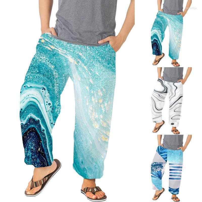 

Men's Pants Mens Casual Versatile All Print Loose Fashion Beach Pocket Trousers PantMen's Naom22, Blue