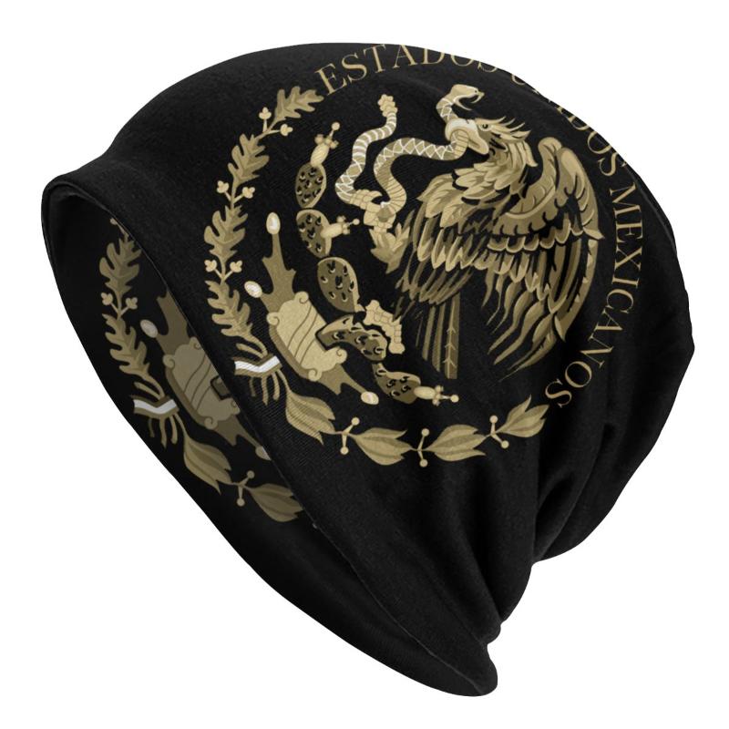 

Berets Cool Coat Of Arms Mexico Skullies Beanies Caps Winter Men Women Knit Hat Adult Unisex Mexican Flag Seal In Sepia Bonnet Hats, Beanies hat