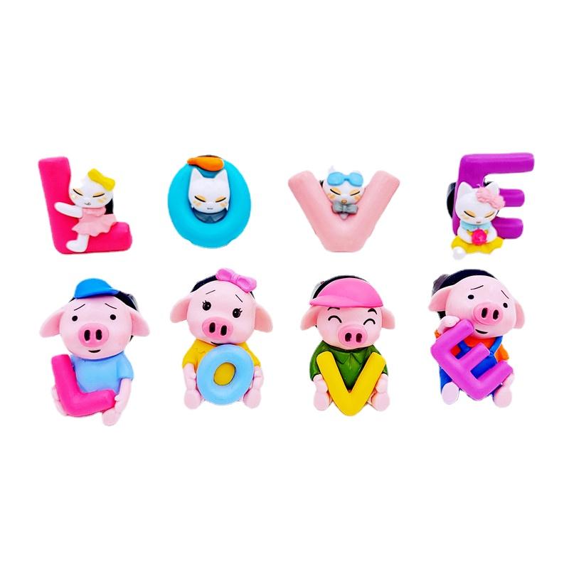 

Interior Decorations Cute Car Accessories For Girls LOVE Kittens 4 Piece Set Decoration L O V E Piggy Ornament Clip Gift