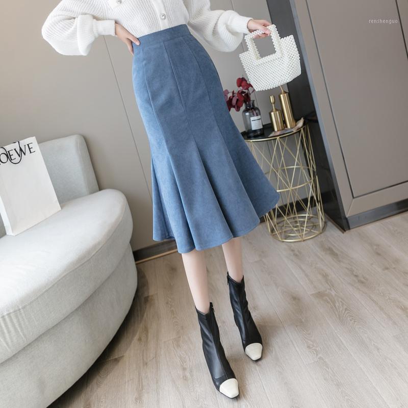 

Skirts 2022 Spring And Summer High Waist Hip Fishtail Skirt Female Mid-length Temperament Pure Color Short Women' Clothing, Black