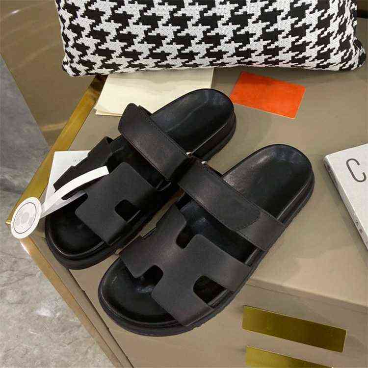 

Chypre Designer Slipper Herme Leather h Top Layer Cow Leather Sandals Female Second Uncle Slippers Velcro Band Women's Shoes Fashion Casual Shoes, White