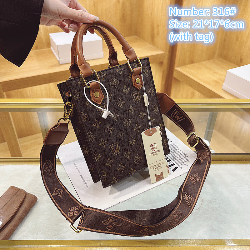 

Wholesale ladies leather shoulder bag sweet little fresh printed handbag street trend contrast leather backpack simple Joker Brown fashion handbags, Brown-316#