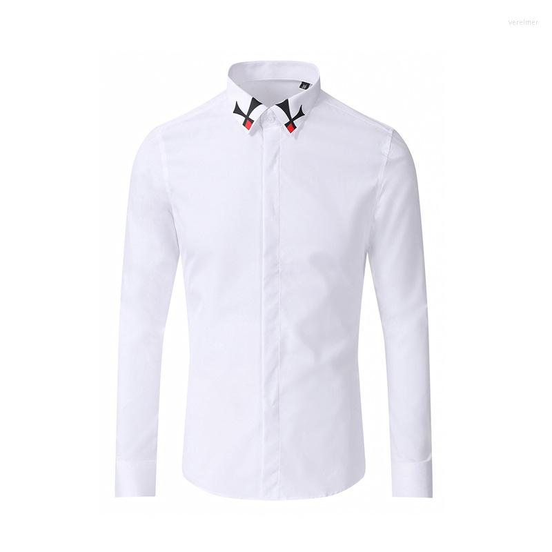

Men's Casual Shirts Arrival Men's Shirt Fashion Brand Collar High Temperature Laminated Printing Non-iron Anti-wrinkle ShirMen's, Black