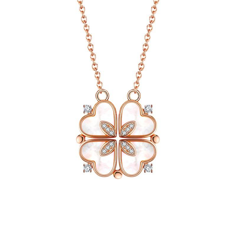 

Chokers Design Heart Four-leaf Clover Magnetic Pendant Chains Necklace For Women Girls Fashion Titanium Steel Creative Gifts Jewelry