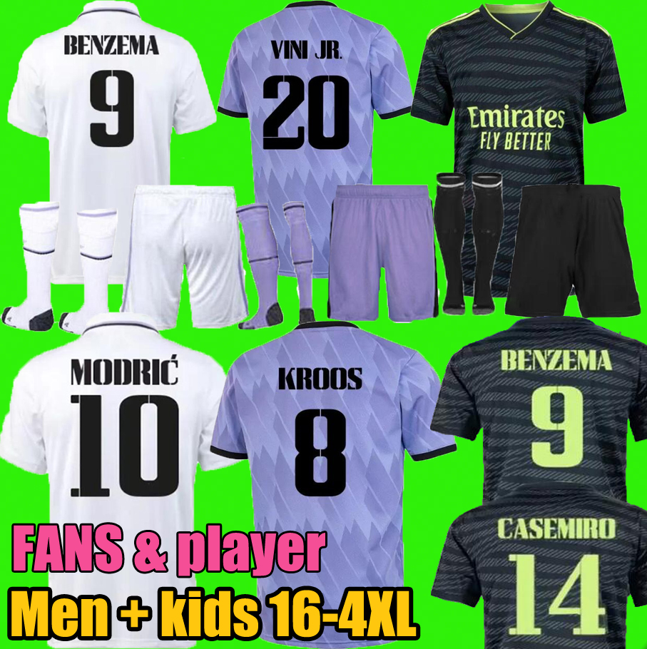 

2023 BENZEMA VINI JR Finals soccer jerseys 22 23 champions 14 time winners Real Madrids CAMAVINGA ALABA MODRIC MBAPPE football shirt men kids kit