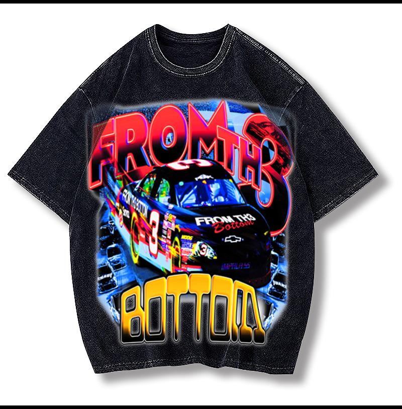 

Men' T-Shirts Size Washed Vintage T-Shirt Streetwear HipHop Harajuku T Shirt Racing Car Bottom Printed Men Summer Short Sleeve UnisexMen, Black