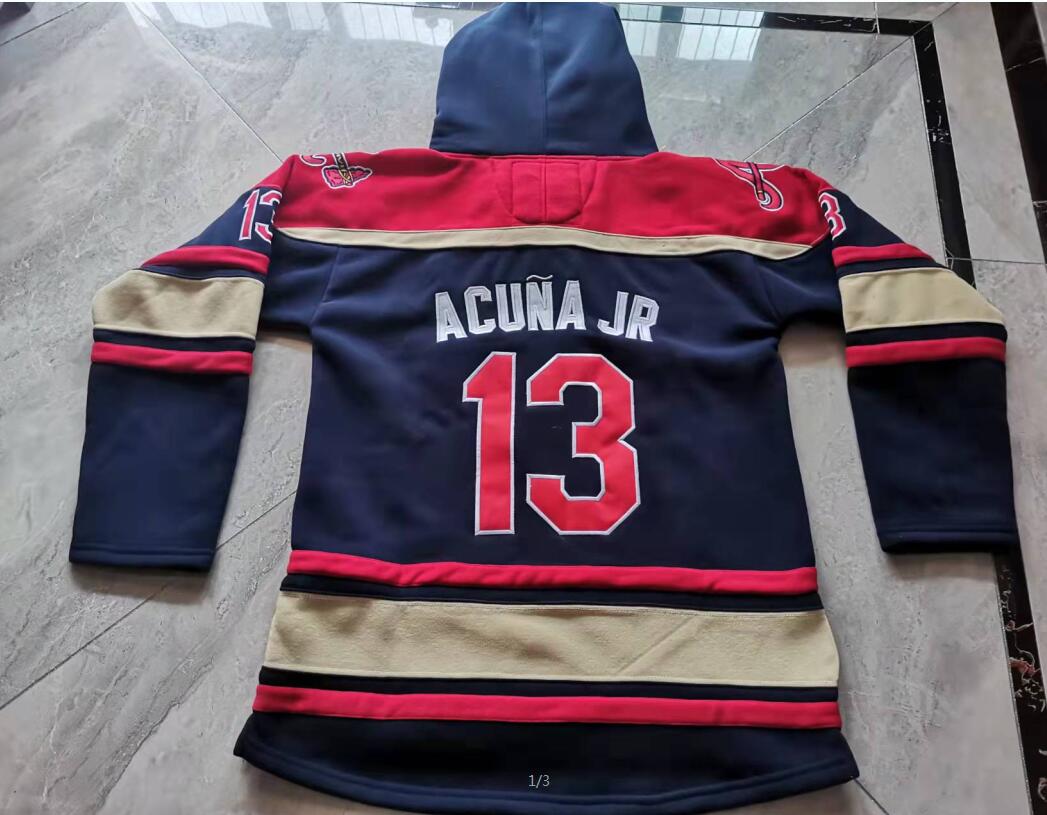

Rare Hockey hoodie Jersey Men Youth Women 13 Ronald Acuna Jr. Legacy Lacer Hoodie rare Marcell Ozuna Dansby Swanson Austin Riley Mike Soroka Ozzie Albies, Blue women s-2xl