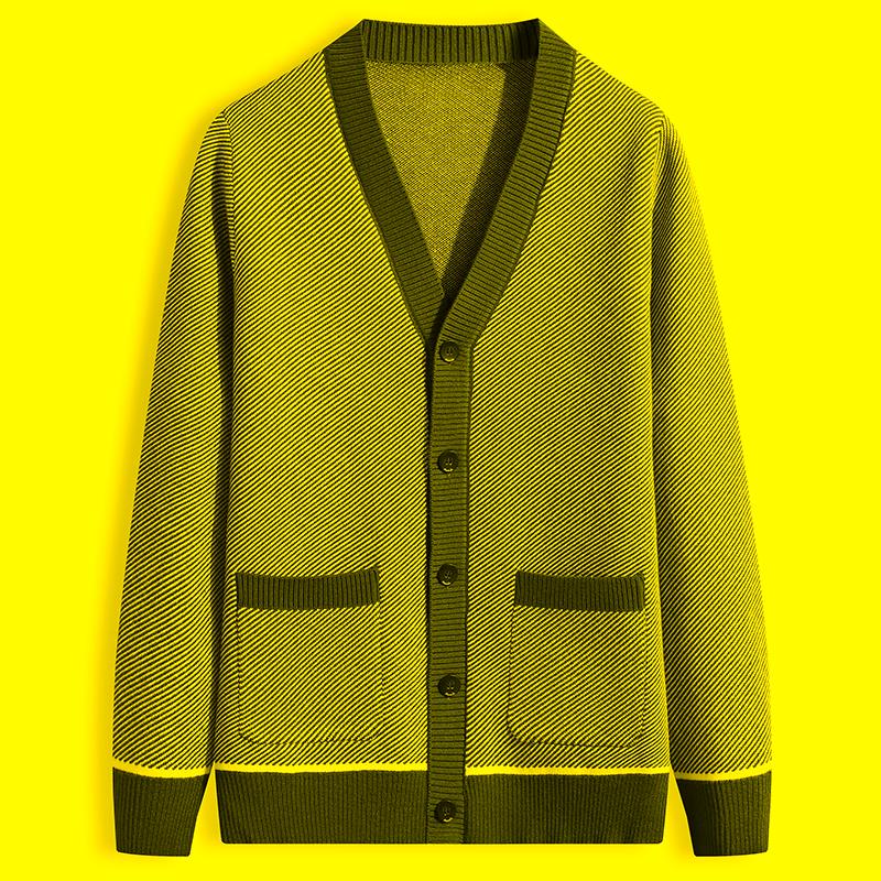 

Men's Sweaters Spring Autumn Cardigan Sweater Men Fashion Slim Patchwork Knitted Sweatercoat Mens V Neck Single Breasted MenMen's, Black