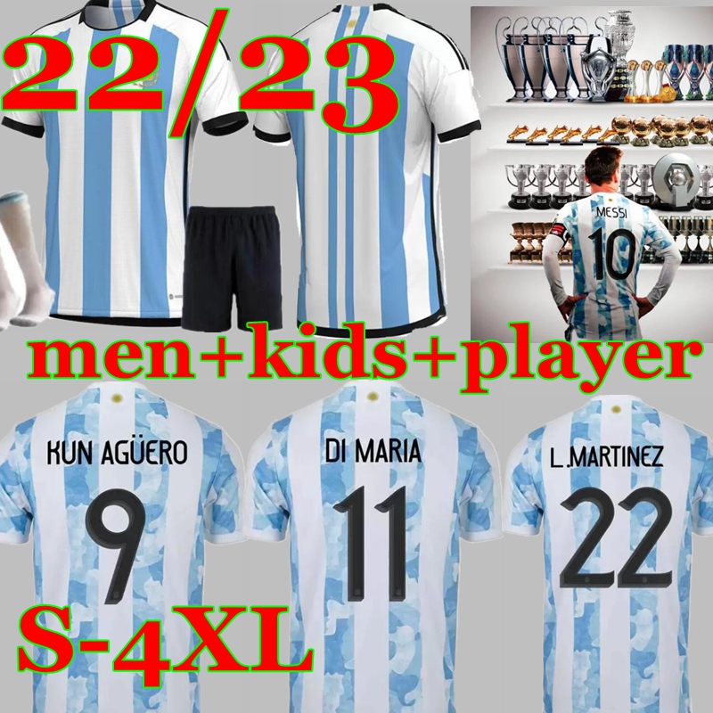 

Player Fans Version Argentina Soccer Jersey 22 23 Copa America DI MARIA special Football Shirts 2022 2023 DYBALA LO CELSO National Team MARADONA Men Kids KIT uniforms, Multi