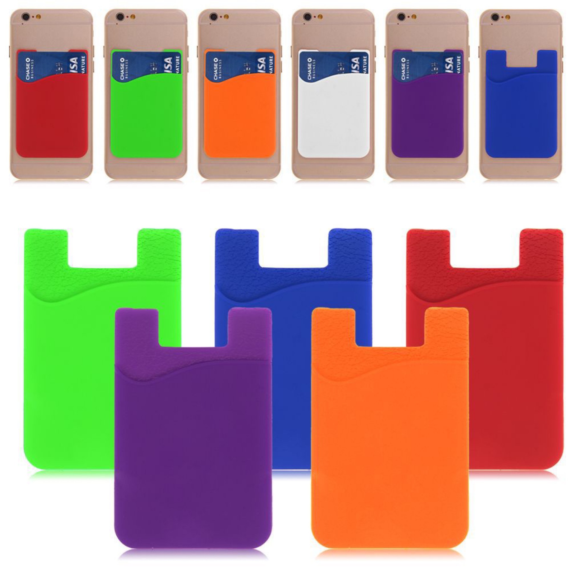 

Silicone Phone stick on ID Card Holder wallet universal Adhesive Card Slot Sleeve Pocket Compatible with Most of Smartphones