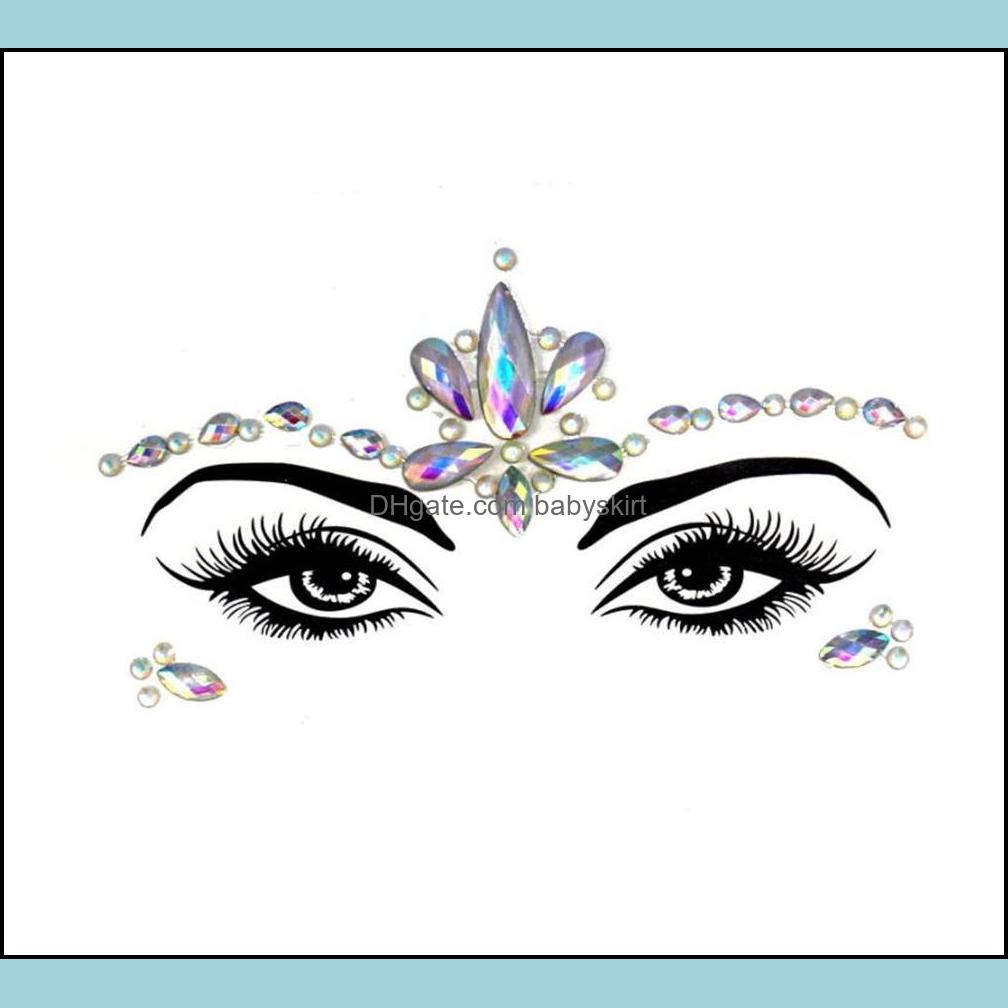 

Stickers Decals Nail Art Salon Health Beauty Wholesale Noctilucent Face Gems Body Mermaid Rhinestones Jewels Crystals Tattoo Sticker Clubw, Multi