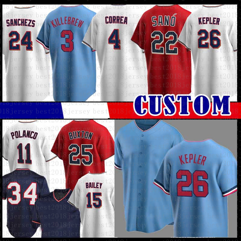 

26 Max Kepler Gary Sanchez Minnesota Baseball Jersey Carlos Correa Miguel Sano Harmon Killebrew Francis Peguero Luis Arraez Sonny Gray Byron Buxton Alex Kirilloff, Mens(shuangcheng)