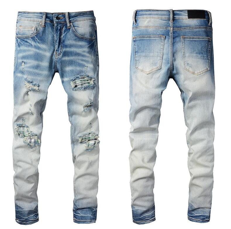 

Fashion Mens Jeans Cool Style Luxury Designer Denim Pant Distressed Ripped Biker Black Blue Slim Fit Motorcycle Size 28- Hjxi, 14