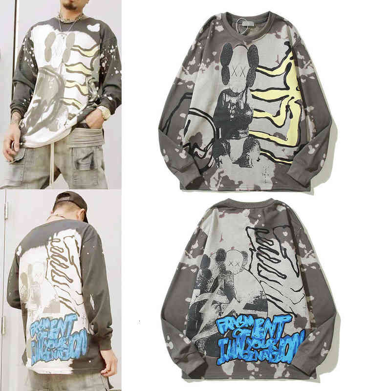 

Lightning Unisex Graffiti Letter Crew Neck Sweater American Loose Trendy Coat