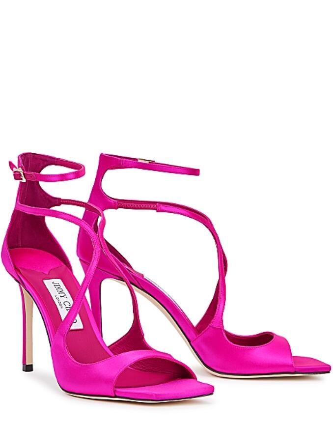 

Luxury brands sandal Women pumps high heels jimmy london shoes AZIA 110mm satin fuchsia cut-out satin sandals nappa genuine leather 35-43