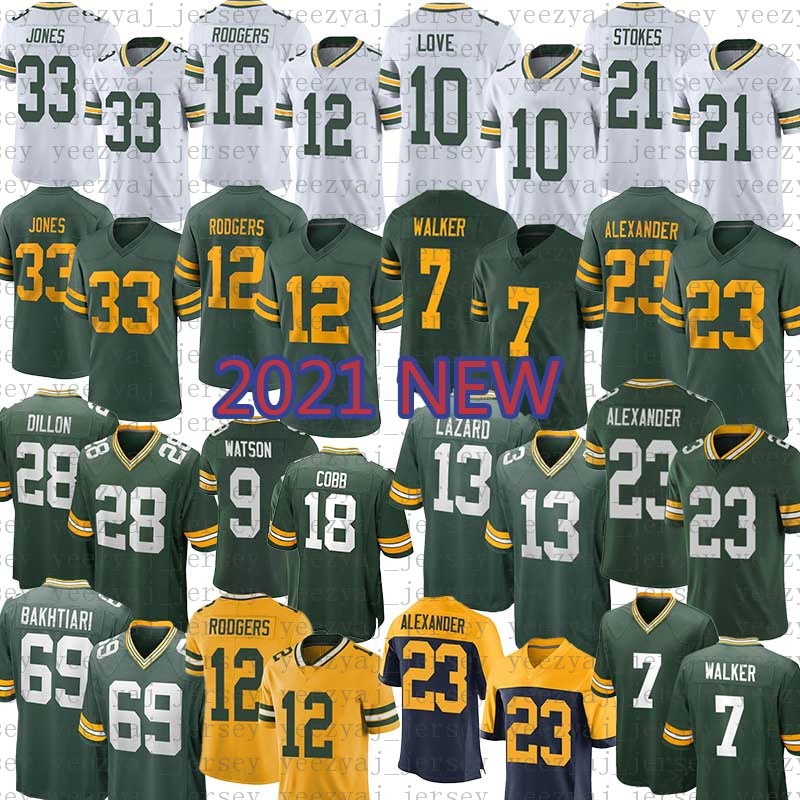 

Aaron Rodgers Jones Football Jersey Green Bayes Packer AJ Dillon Jaire Alexander Quay Walker Christian Watson Randall Cobb David Bakhtiari Eric Stokes Allen Lazard, Mens-bzg