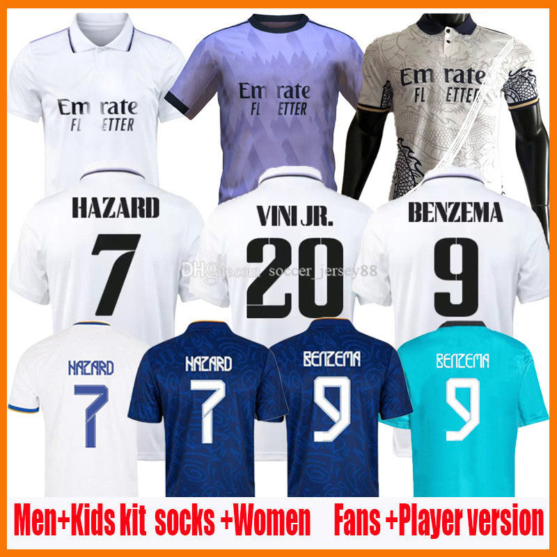 

21 22 23 BENZEMA soccer jerseys VINI JR CAMAVINGA ALABA HAZARD ASENSIO MODRIC MARCELO VALVERDE 2022 2023 camiseta men kids kits rEAL uniform mADRIds football shirt, 22-23 kids home kit
