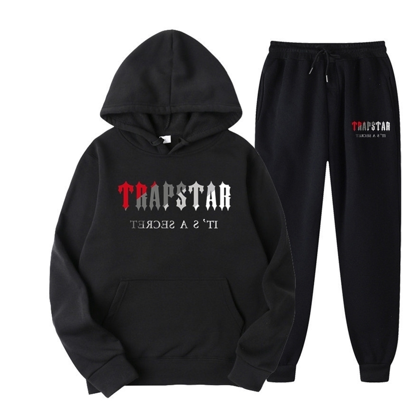 

Trapstar Tracksuit Brand Printed Mens Sport 15 Warm Colors Two Pieces Loose Set Hoodie Pants Jogging Hooded Set 220815, Red