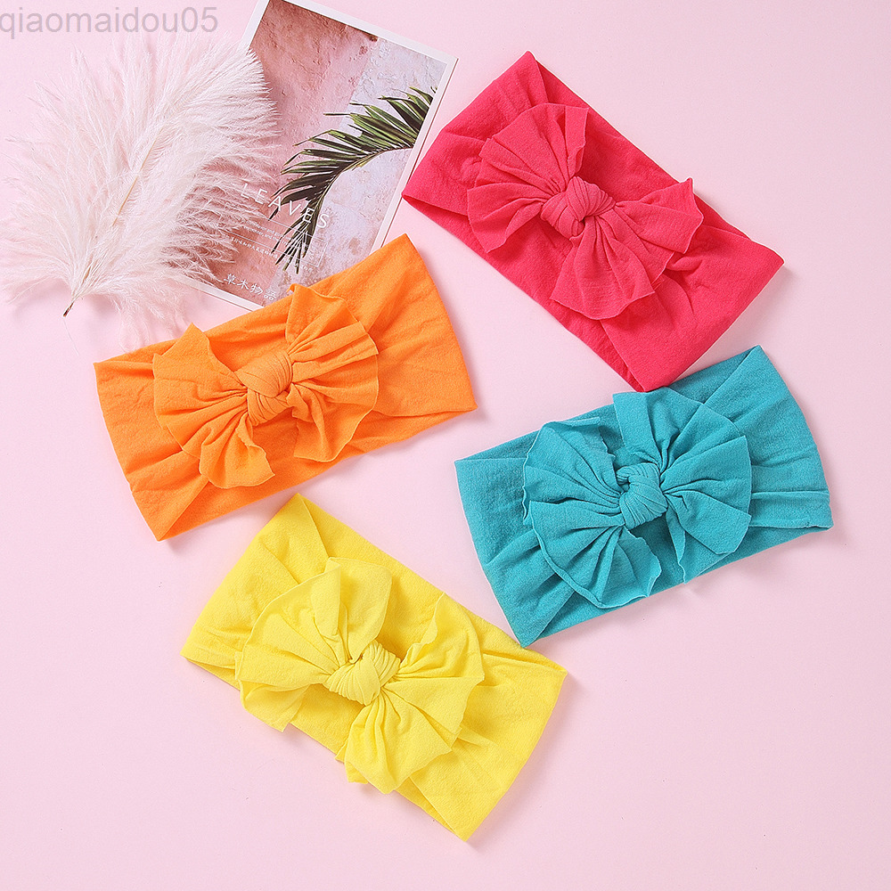 

30 Stk/partij Nieuwe Kids Skinny Zachte Strik Nylon Hoofdbanden Lichtroze Kleur Nylon Elastische Hoofdbanden Kinderen Meisjes Haar L220729, Beige